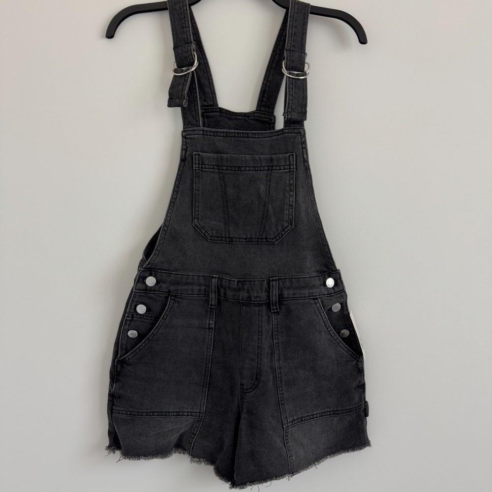 SO‎ Shortalls Denim Overalls Women Small Black Raw Hem